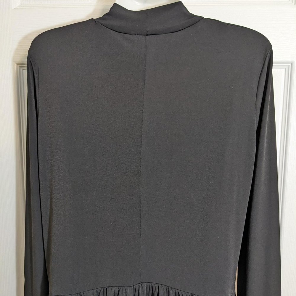Zara Black Mock Neck Long Sleeve Drop Waist Midi Length Dress - size M - Picture 7 of 12
